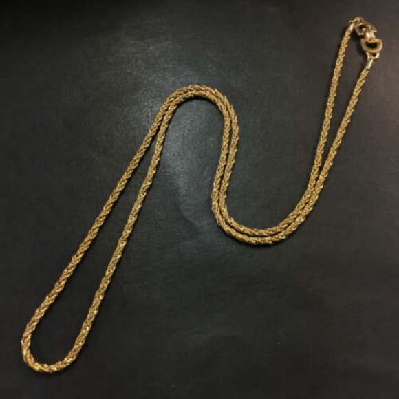 Christian Dior Gold Tone Chain Necklace 12" drop Vintage CD Twisted Rope Belt - Picture 1 of 16
